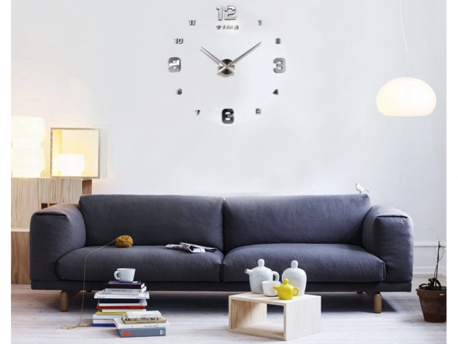 Horloge murale autocollant 3D XXL 130 cm silencieuse