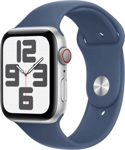 Apple Watch SE GPS + Cellular 40 mm Argent avec bracelet sport en denim
