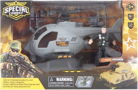 Hélicoptère militaire avec soldat et accessoires