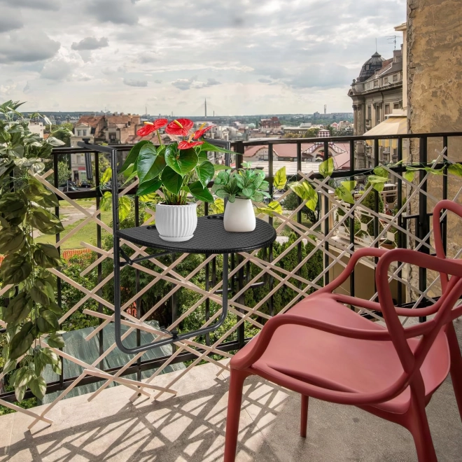 Table de balcon pliante suspendue sur la balustrade, noire