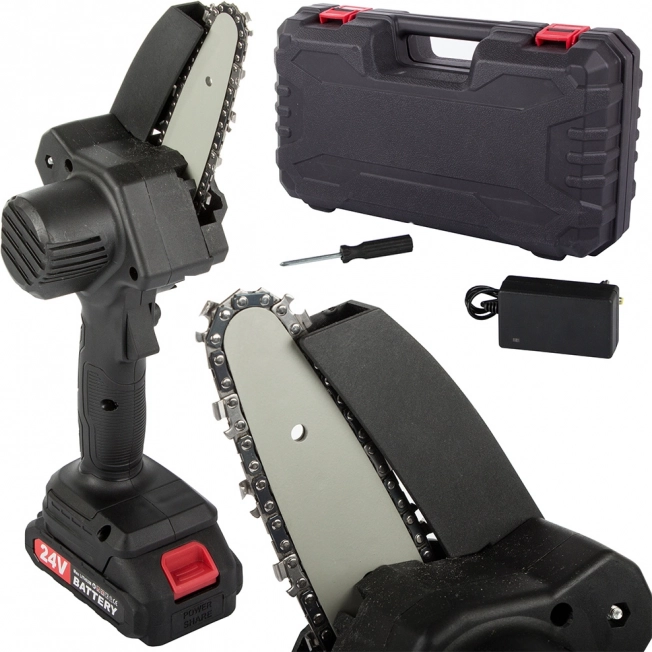 Mini tronçonneuse sans fil 6″ avec coffret et batterie rechargeable