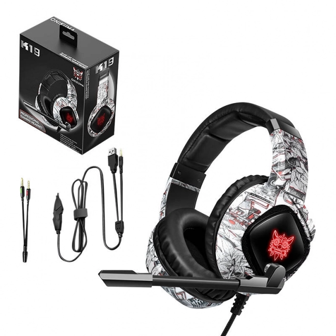 Casque de jeu Onikuma K19 Camouflage blanc