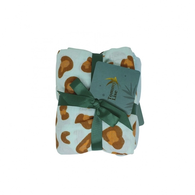 Set de 2 langes en mousseline Tommy Lise Blue Leopard 70x70 cm
