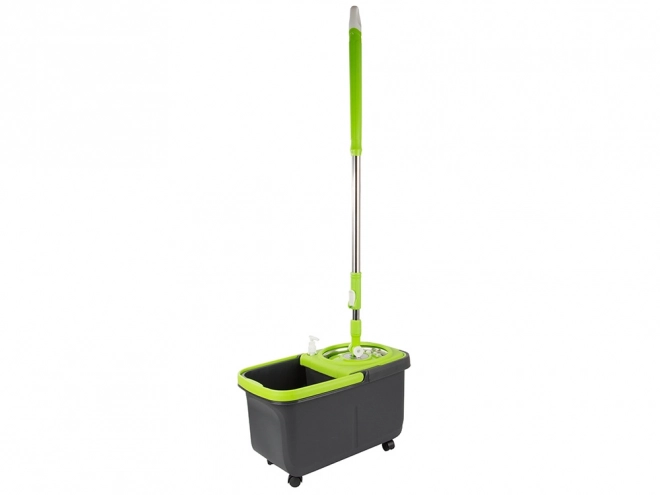 Mop rotatif avec 2 tampons en microfibre et seau distributeur