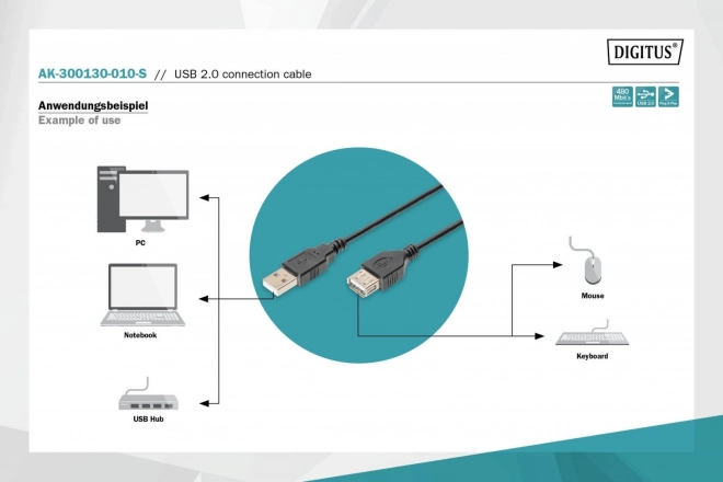 Câble de raccordement USB 2.0 HighSpeed "Canon" USB type A/miniUSB B (5 broches) M/M noir 1m