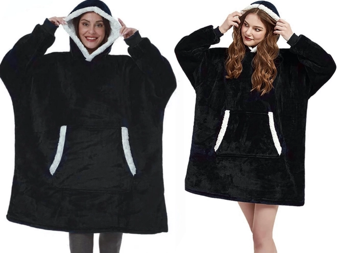 Chandail chaud oversize avec fourrure et capuche