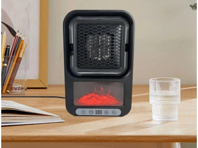 Chauffage électrique portable FAERLKA 500 W avec effet cheminée et thermostat