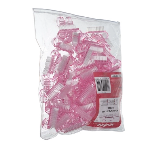 Brosses à ongles manucure roses 100 pcs