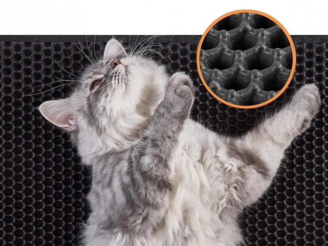 Tapis pour litière de chat avec motif hexagonal