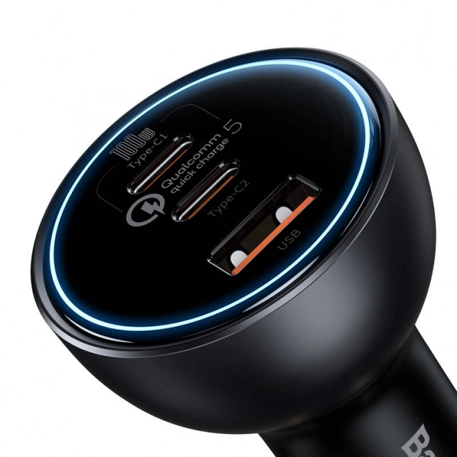 Chargeur de voiture Baseus Qualcomm, USB, 2x USB-C, 160 W (gris)