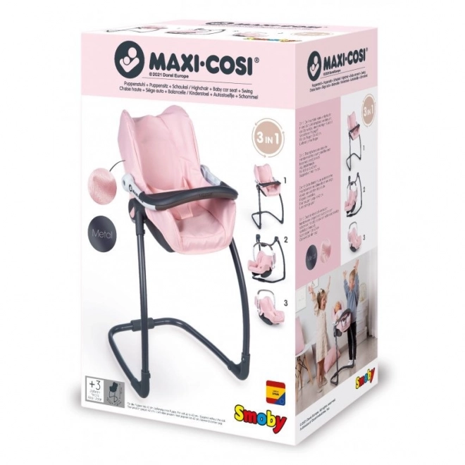 Siège auto et chaise 3-en-1 MC&Q pour poupées rose clair