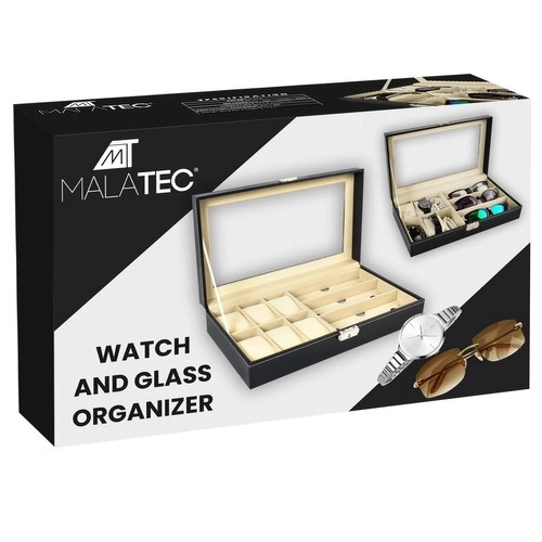 Organisateur noir élégant pour montres et lunettes