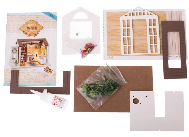 Maison de poupées en bois - modèle salon avec LED