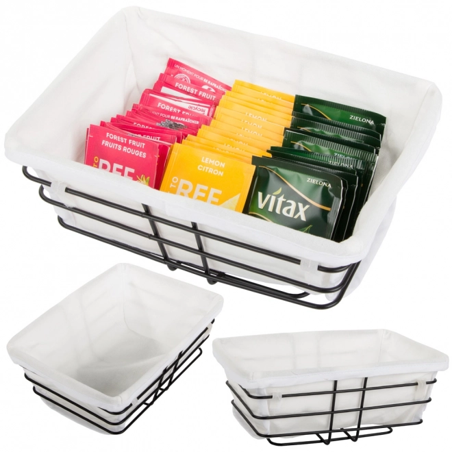 Panier en métal avec doublure blanche pour fruits et pâtisseries
