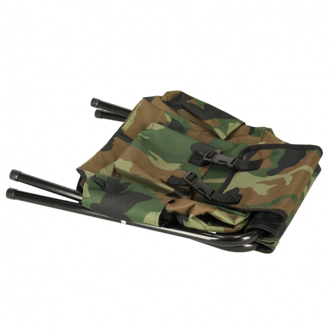 Chaise pliante de randonnée sans dossier avec sac à dos en motif camouflage