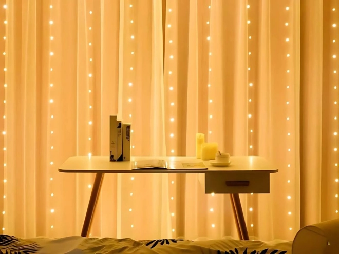 Rideau lumineux de Noël 300 LED blanc chaud USB