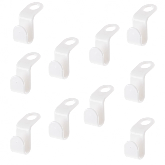 Crochets en plastique blancs pour l'organisation de l'armoire, 10 pcs