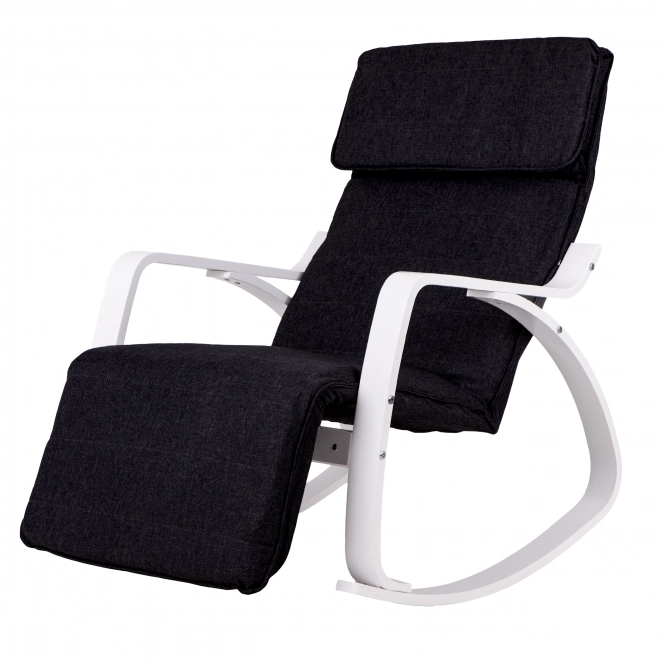 Fauteuil à bascule avec repose-pieds réglable de ModernHome en blanc et noir