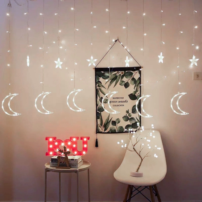 Lumières LED décoratives en forme de lune et d'étoiles