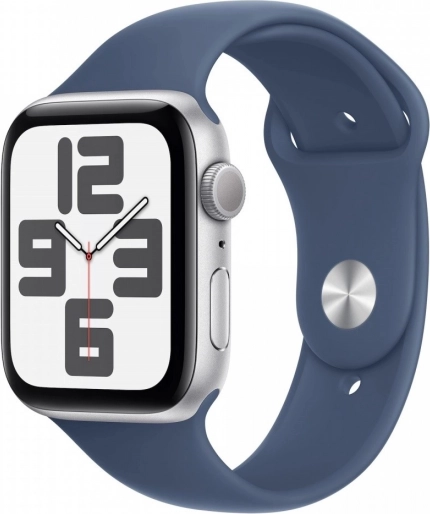 Montre SE GPS, boîtier en aluminium argenté 44 mm, bracelet sport denim S/M