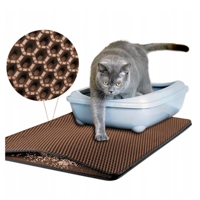 Tapis de litière pour chat - marron