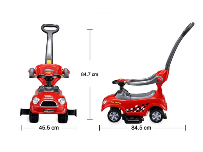 ECOTOYS Trottinette avec sons et barre de guidage Voiture rouge