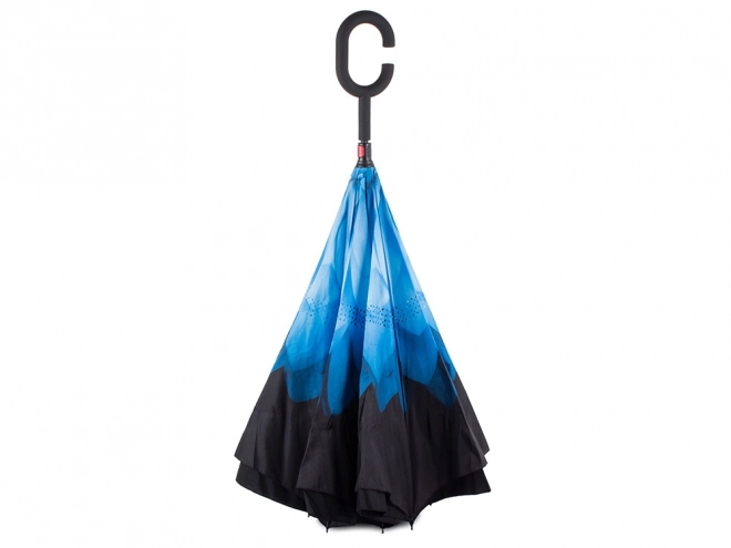 Parapluie inversé pliant avec structure robuste et fils résistants – Bleu
