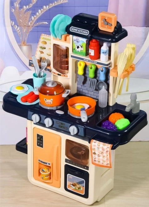 Cuisine Enfant Avec Générateur De Vapeur LED 42 Accessoires Bleu Marin