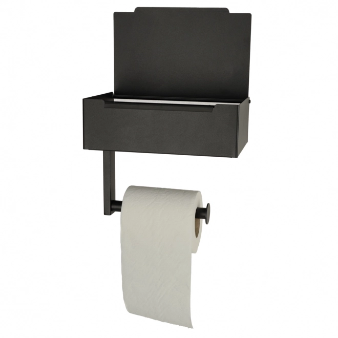 Porte-papier toilette avec étagère et espace de rangement noir