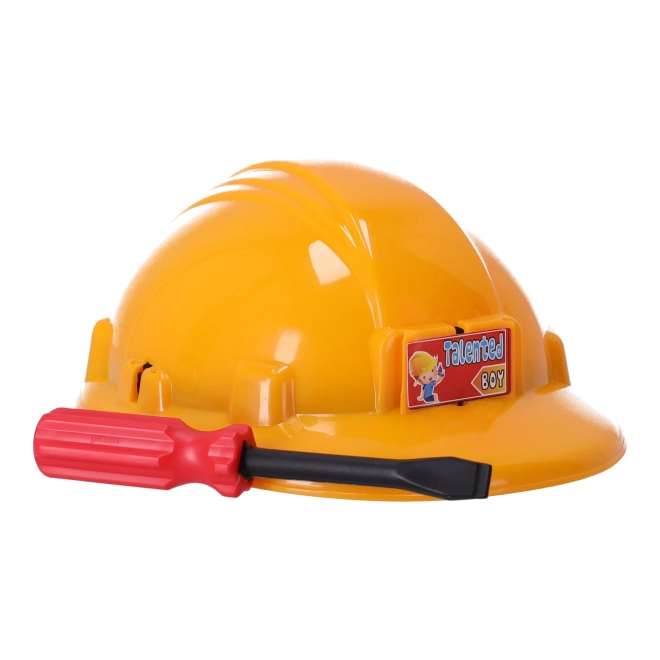 Ensemble de petit bricoleur avec casque et outils