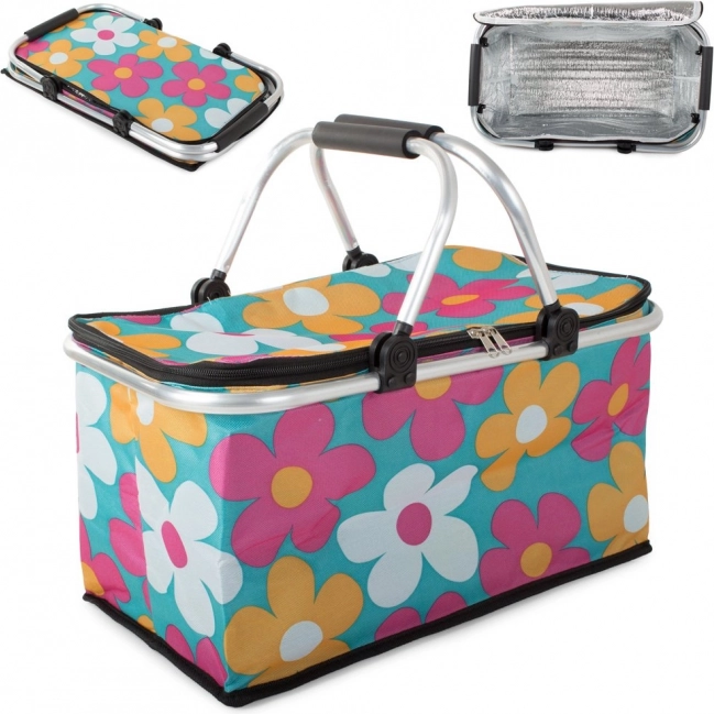 Panier pique-nique pliable avec motif floral – coloré
