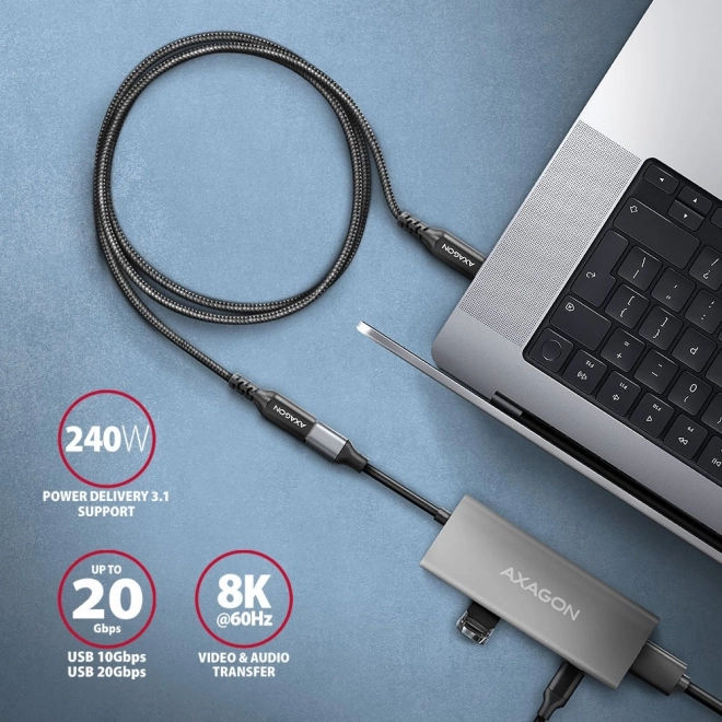 BUCM32-CF15AB Gen2 USB-C - câble d’extension USB-C 1,5 m, 5 A, 20 Gb/s, PD 240 W, tressé
