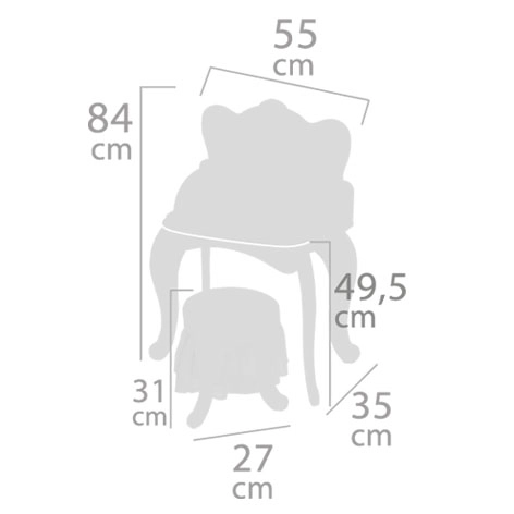 Coiffeuse en bois avec tabouret Magic Maria