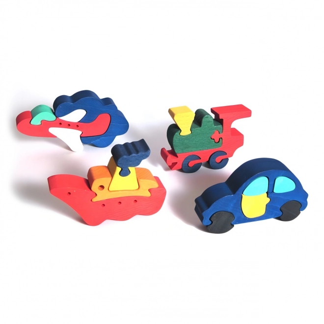 Puzzle encastrable en bois ensemble de moyens de transport