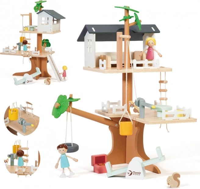 Classic World maison dans les arbres en bois pour poupées, 31 pcs