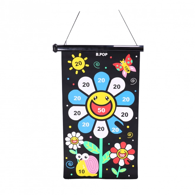 Target magnétique, réversible avec fléchettes - fleur colorée
