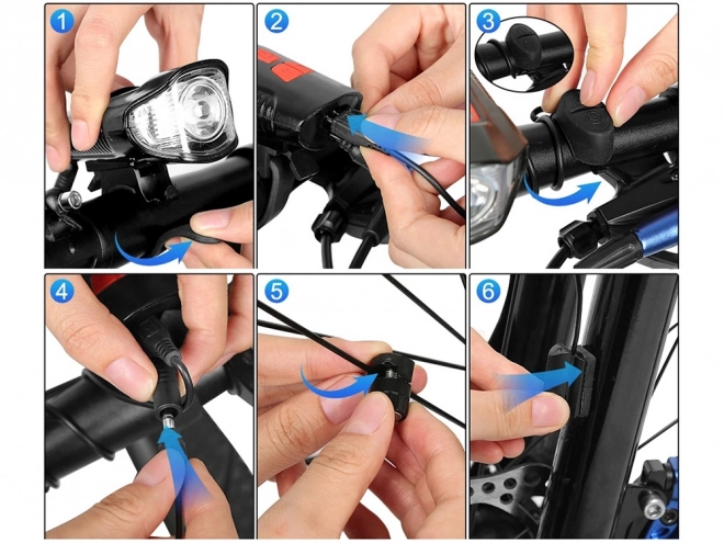 Lumière cycliste multifonction 3 en 1 avec LED, compteur de km et klaxon
