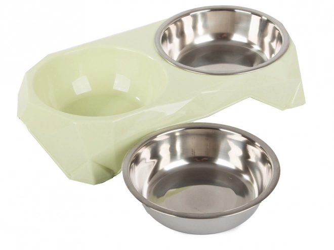 Gamelle double en métal pour chiens et chats
