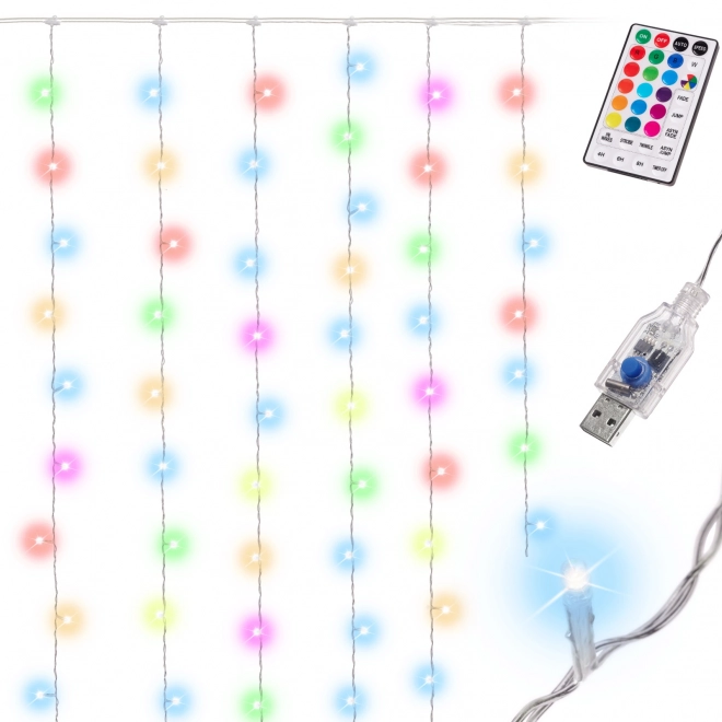 Rideau LED coloré avec lanternes - 3 m, 200 LED