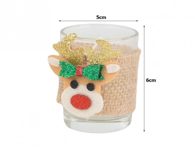 Bougies parfumées en verre avec motif de rennes, ensemble de 2 pcs