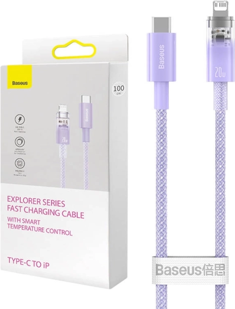 Câble de charge rapide USB‑C vers Lightning 1 m violet