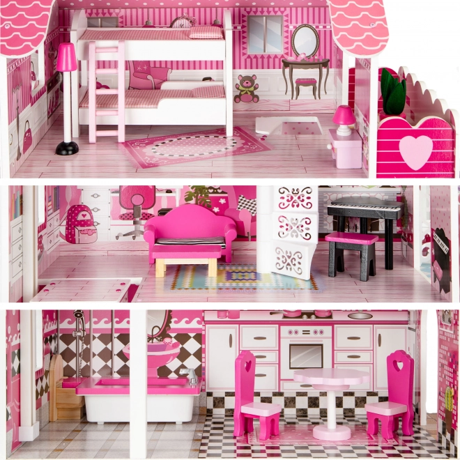 Maison de poupée en bois avec toboggan