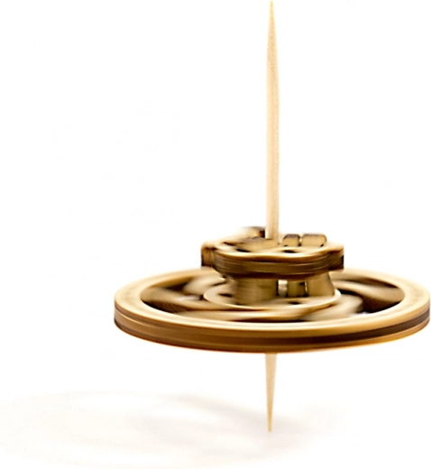 Toupie en métal et bois