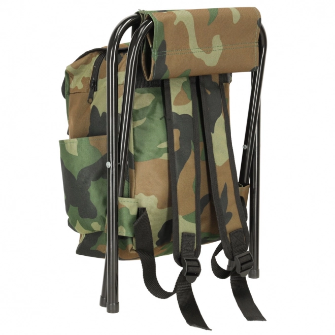 Chaise pliante de randonnée sans dossier avec sac à dos en motif camouflage