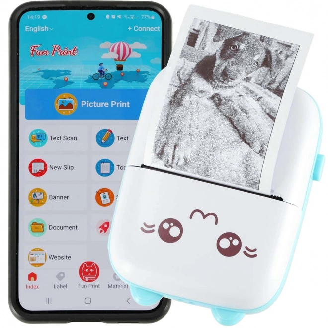 Imprimante mini mobile thermique Chat Bleu