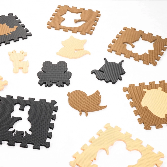 Puzzle en mousse marron avec des animaux de la forêt - 9 pièces