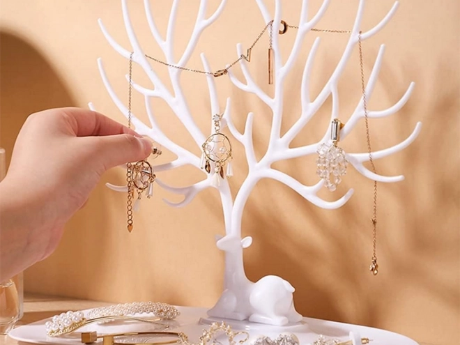 Support à bijoux en forme d'arbre avec espace de rangement