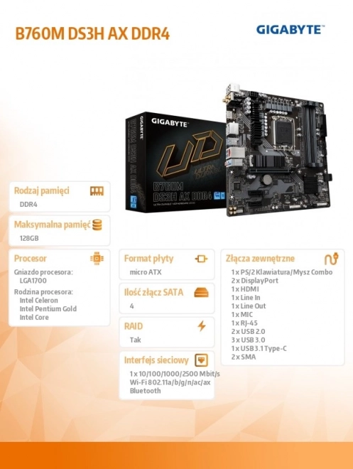 Carte mère Gigabyte B760M DS3H AX DDR4