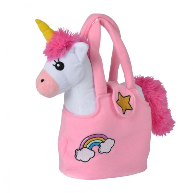 Licorne en peluche dans un sac pour enfants