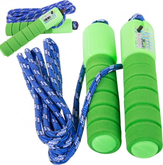 Corde à sauter verte avec compteur numérique pour le fitness